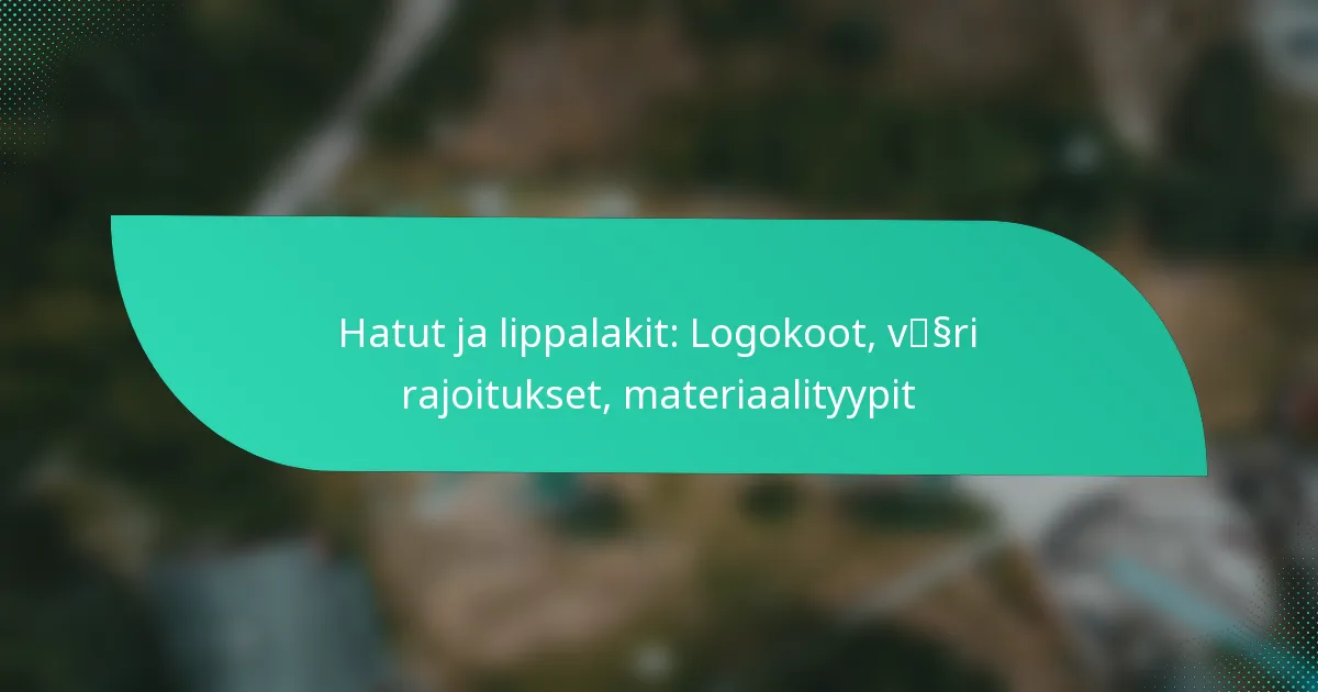 Hatut ja lippalakit: Logokoot, väri rajoitukset, materiaalityypit