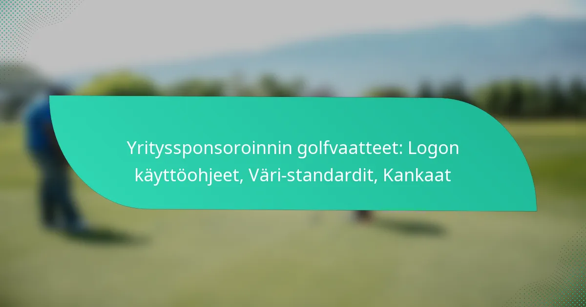 Yrityssponsoroinnin golfvaatteet: Logon käyttöohjeet, Väri-standardit, Kankaat