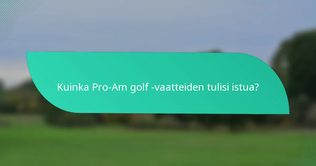 Kuinka Pro-Am golf -vaatteiden tulisi istua?