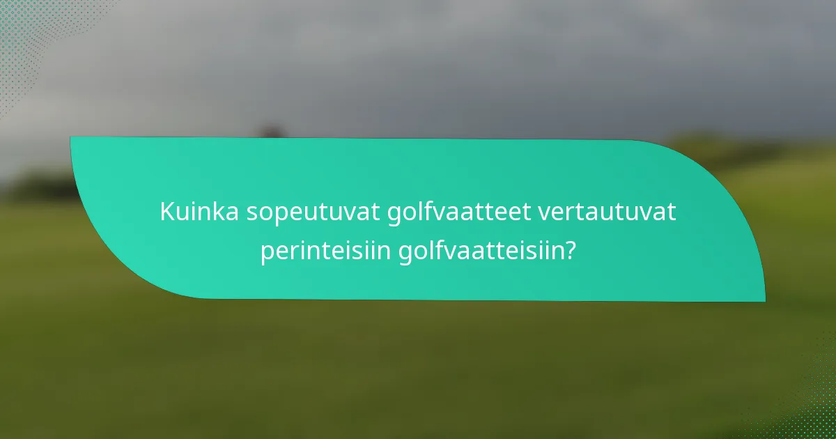 Kuinka sopeutuvat golfvaatteet vertautuvat perinteisiin golfvaatteisiin?