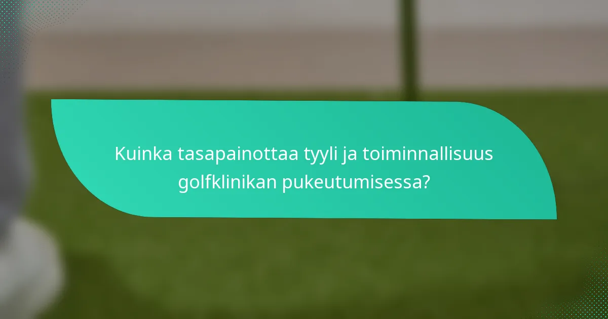 Kuinka tasapainottaa tyyli ja toiminnallisuus golfklinikan pukeutumisessa?