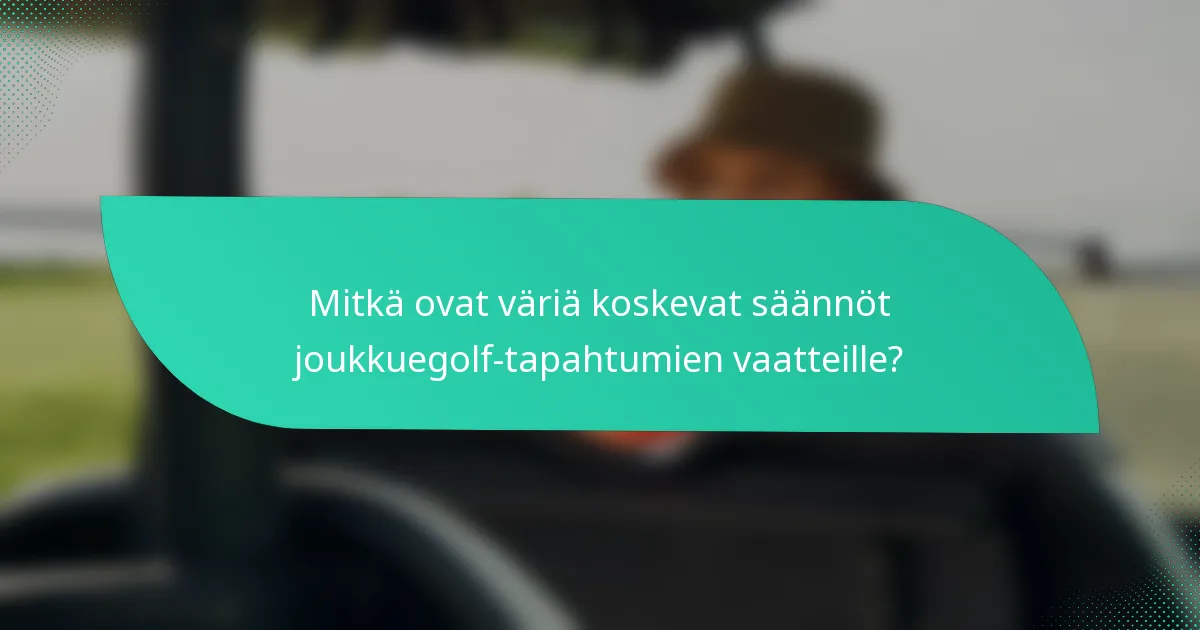 Mitkä ovat väriä koskevat säännöt joukkuegolf-tapahtumien vaatteille?