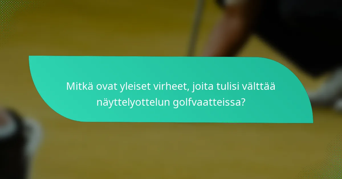 Mitkä ovat yleiset virheet, joita tulisi välttää näyttelyottelun golfvaatteissa?