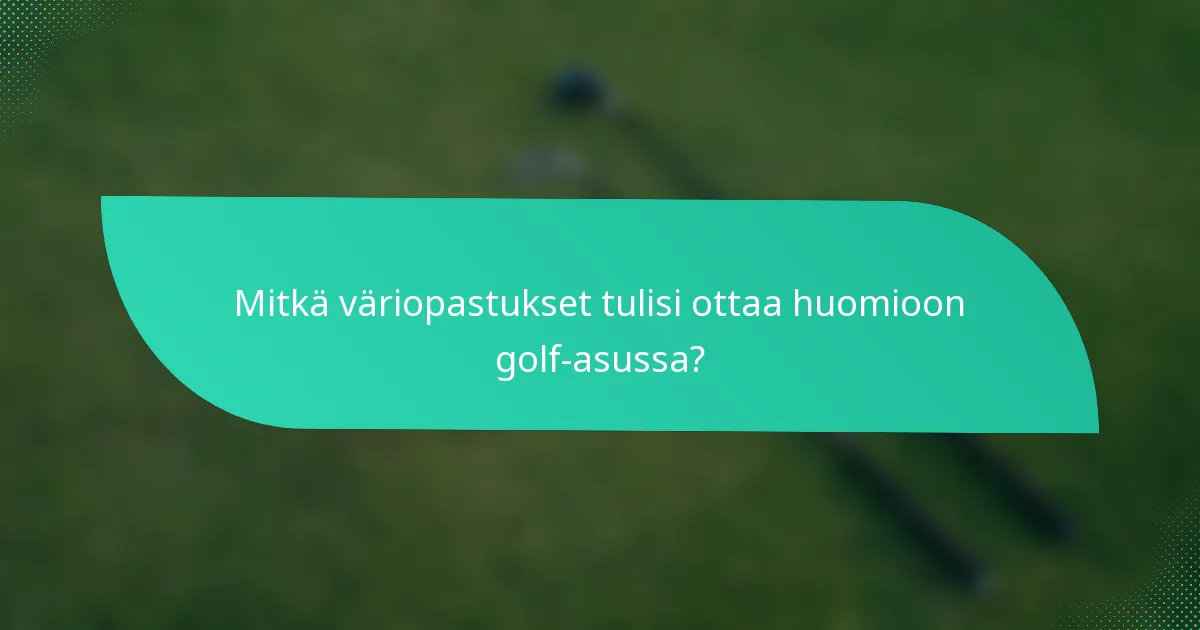 Mitkä väriopastukset tulisi ottaa huomioon golf-asussa?